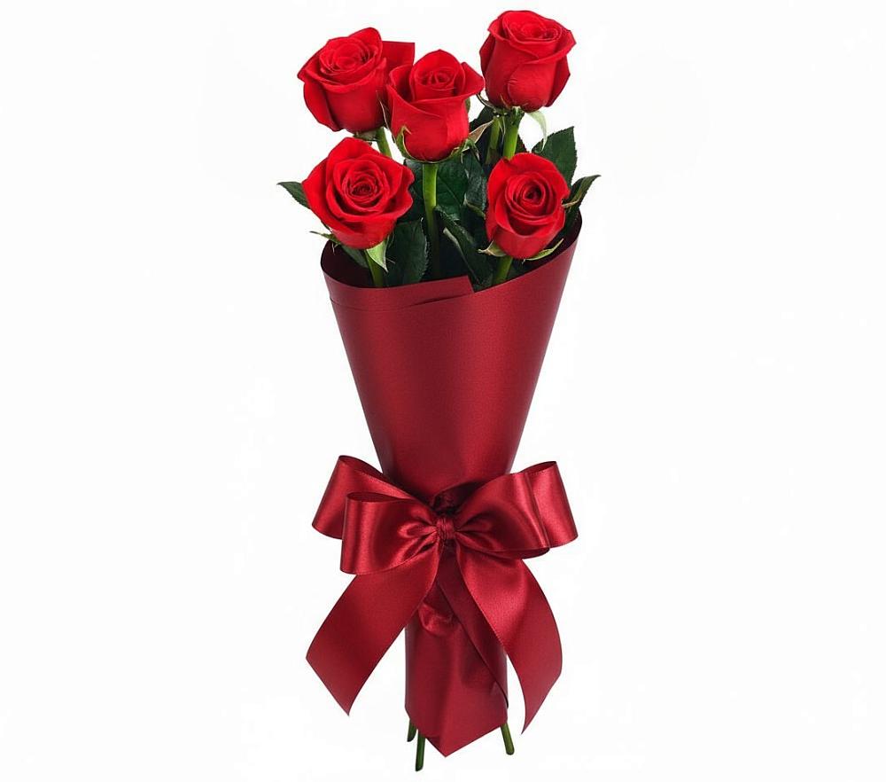Букет 5 Красных роз Эдлесс Лав в Чанах