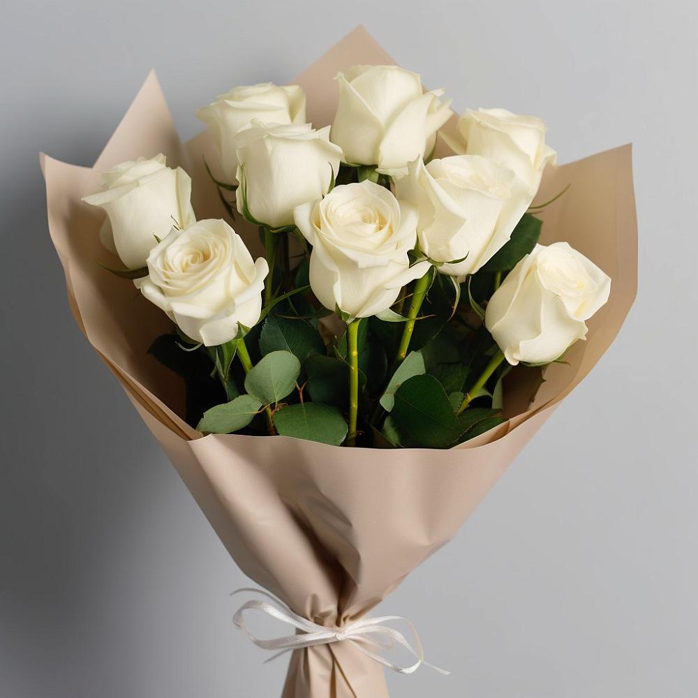 Букет 9 Белых роз Эдлесс Лав в Чанах