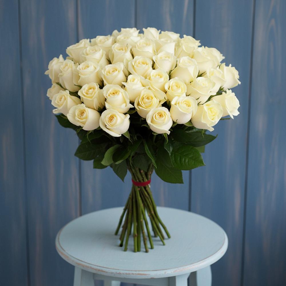 Букет 51 Белая роза Эдлесс Лав в Чанах