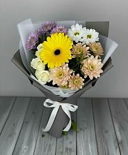 Букет цветов из:  Розы, Герберы и Хризантемы в Чанах
