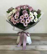 Букет цветов из:  Хризантемы и Розы в Чанах