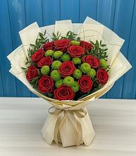 Букет цветов из:  Розы и Хризантемы в Чанах